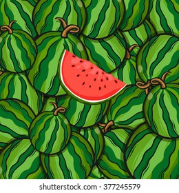 Cute watermelon pattern. Vector illustration.