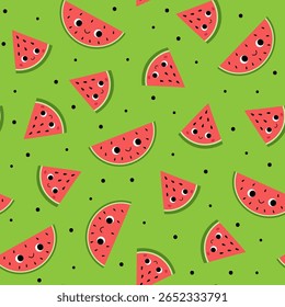 Padrão perfeito de melancia bonito em estilo kawaii.