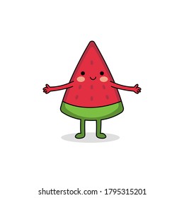 Cute Watermelon Slice Cartoon Character