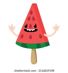 Cute watermelon slice cartoon character 