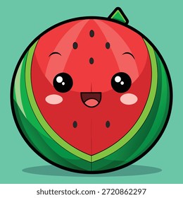 Linda sandía rebanada de dibujos animados Ilustración vectorial