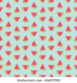 Cute watermelon slice design on background, seamless, pattern, wallpaper, background. Vector art, vector image, vector design, vector illustration.