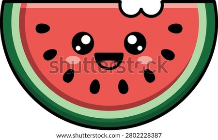 Cute watermelon slice with happy face