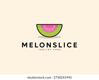 Cute Watermelon Slice Logo Design