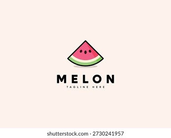 Cute Watermelon Slice Logo Design