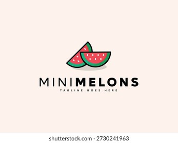 Cute Watermelon Slice Logo Design