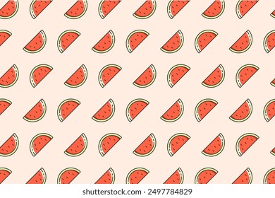 Cute watermelon slice pattern background