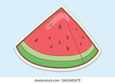 Cute Watermelon Slice Sticker Illustration