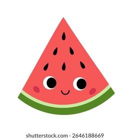 Cute watermelon small slice in kawaii style.