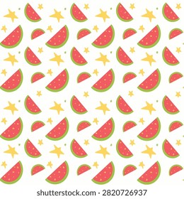 Cute watermelon star seamless pattern