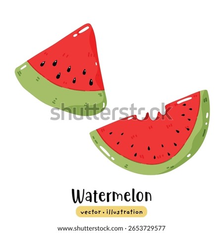 Cute watermelon summer tropical fruit vector illustration