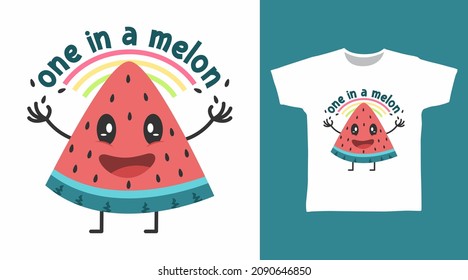 Cute watermelon tee design concept