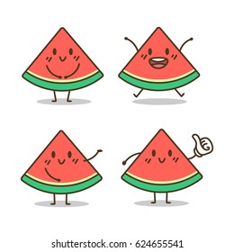 Cute Watermelon Vector Character Cartoon