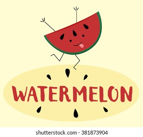cute watermelon, vector illustration