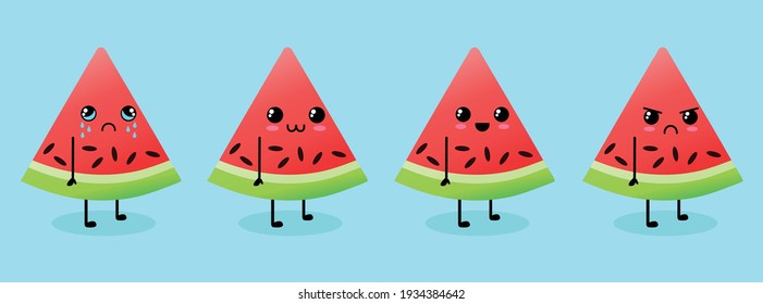 Cute Watermelon Vector Illustration for Children Books, Stickers, and More. Flat Watermelon Vector.