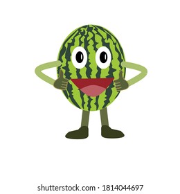 
cute watermelon vector with smile full of hands and feet