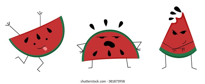 cute watermelons, vector illustration