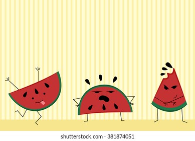 cute watermelons, vector illustration
