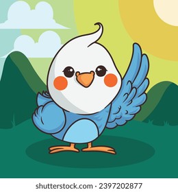 Cute Waving Bird Mascot Vector