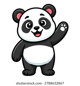 Cute Waving Panda Cartoon Character Vector Illustration