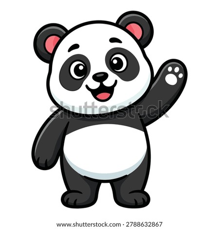 Cute Waving Panda Cartoon Character Vector Illustration