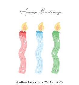Cute Wavy Birthday Candles Clipart with Pastel Colors