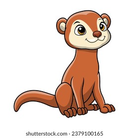 Cute weasel cartoon on white background