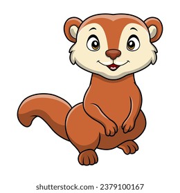 Cute weasel cartoon on white background