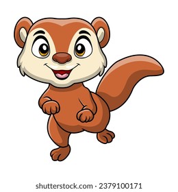 Cute weasel cartoon on white background