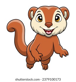 Cute weasel cartoon on white background