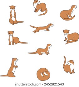 Cute weasel cartoon vector illustration