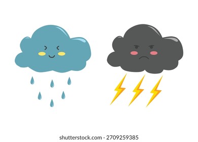 Ilustración de personajes de nube de Clima lindo
