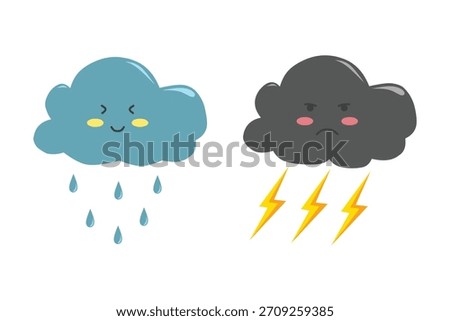 cute weather cloud characters illustration