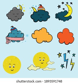 Cute weather collection hand drawn style vector illustration 