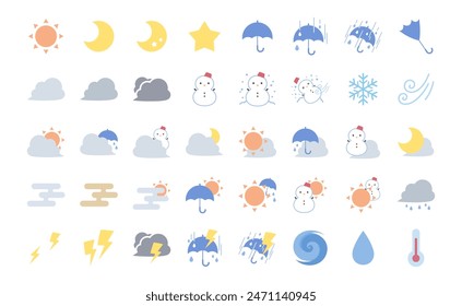 Cute weather icon material set_illustration