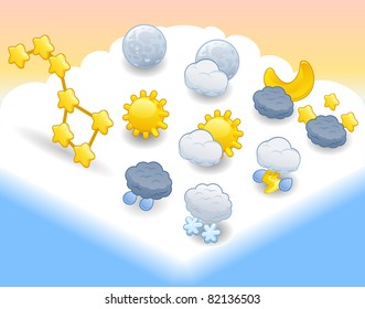 cute weather icon set | Elegant Series