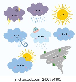 cute weather icons set collection