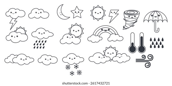 Cute weather, illustration vector cartoon, weather