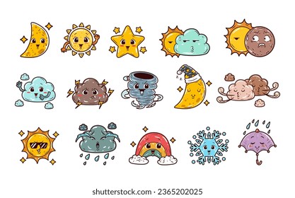 Cute weather set element hand-drawn collection
