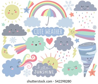 Cute Weather Vector Set