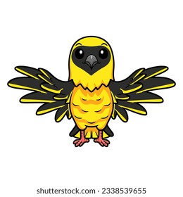 Cute weaver bird cartoon flying
