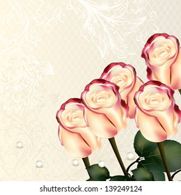 Cute wedding background with roses  and place for text