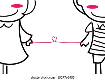 Cute wedding card cartoon with Bride and groom.