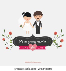Cute wedding card. Vector