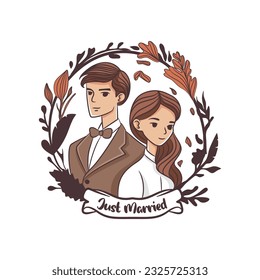 cute wedding cartoon character vector
