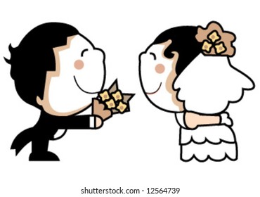 Similar Images, Stock Photos & Vectors of cute wedding couple kissing