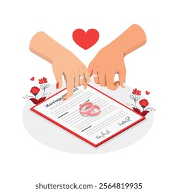 Cute Wedding Couple Agreement and promise illustration
