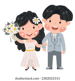 cute wedding couple bride and groom