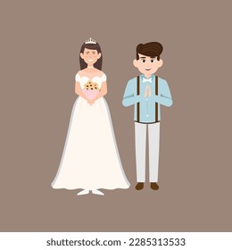 cute wedding couple cartoon vector