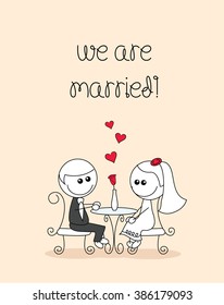 cute wedding couple doodle sitting on chair